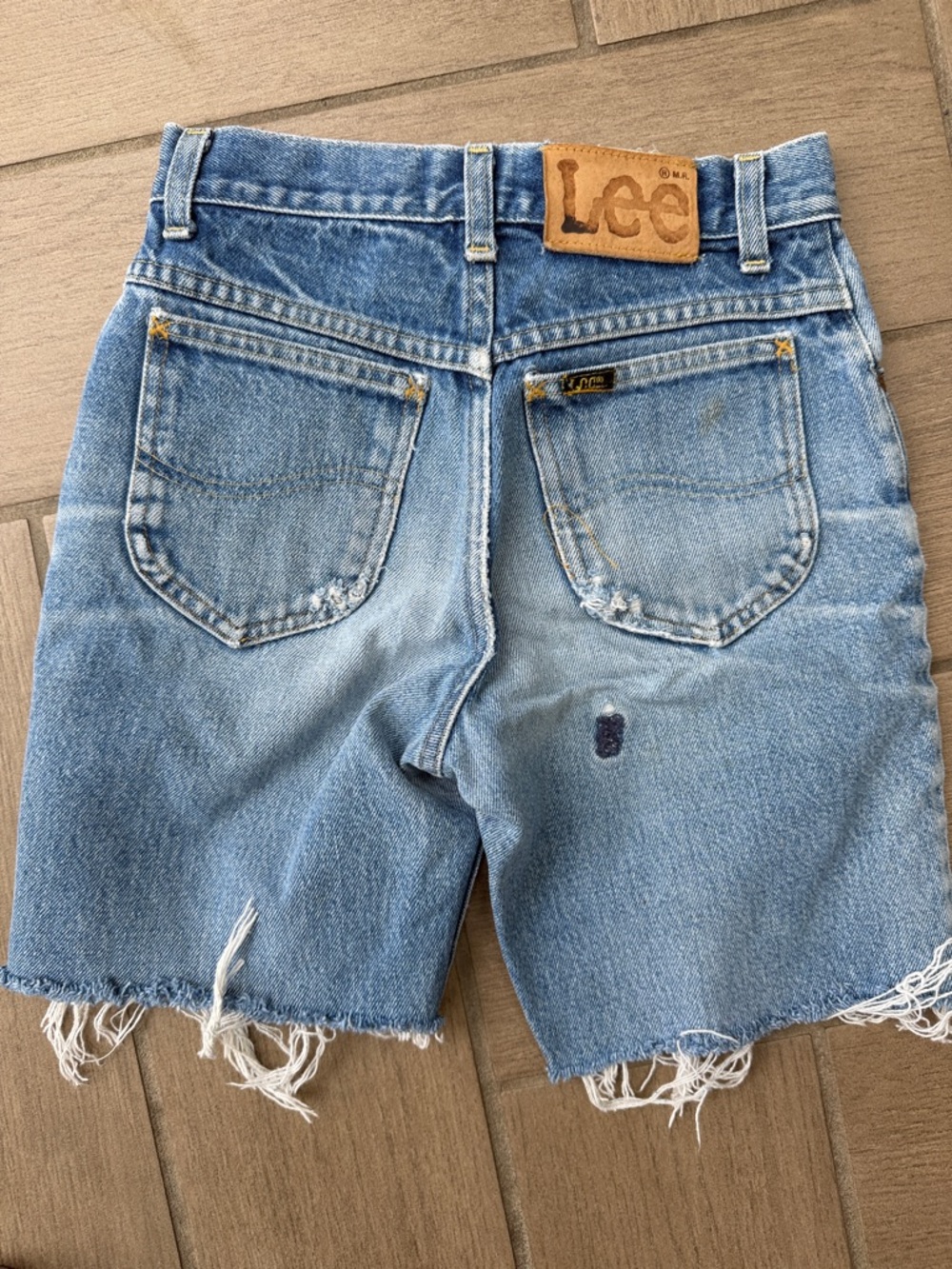 Lee Vintage Women's Light Wash Distressed Denim Cutoff Shorts made in USA 00
